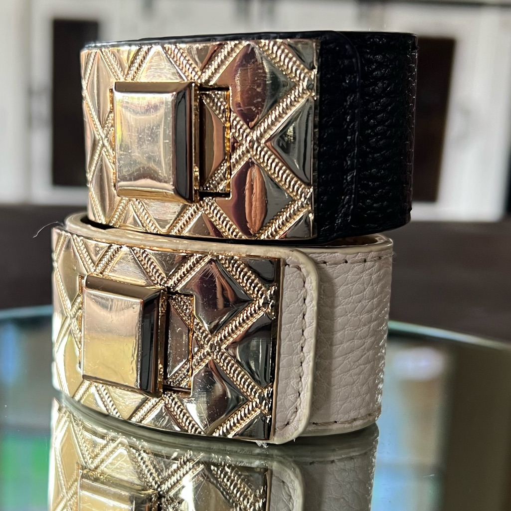 2 Faux Leather Bracelets Cuffs